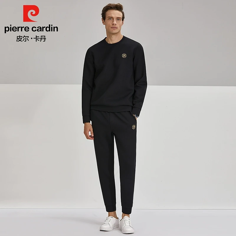 皮尔卡丹男士重磅卫裤新款时尚运动修身绵羊毛针织九分裤PXX07042