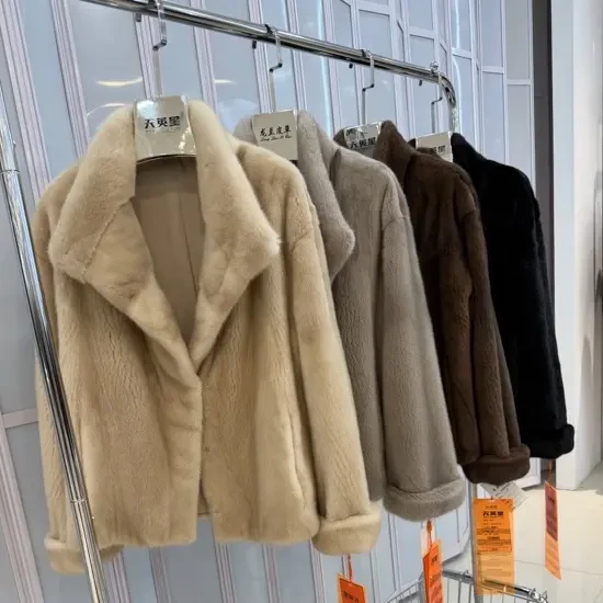 立领挽袖短款天鹅绒草大衣显瘦百搭高端轻奢女外套