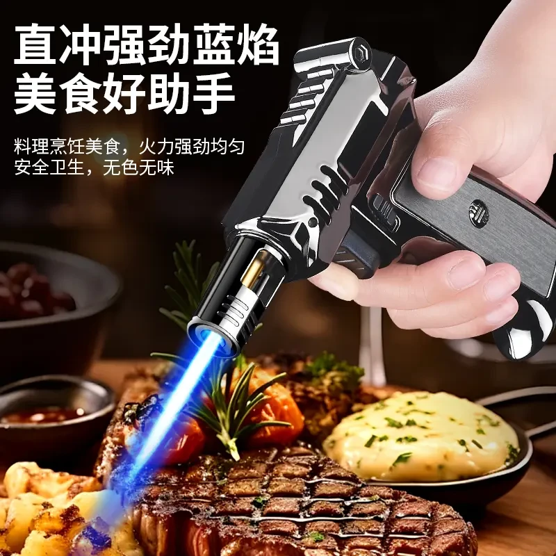 充气打火机防风家用户外直冲点火器点艾灸焊枪喷火枪手持蓝焰烧毛