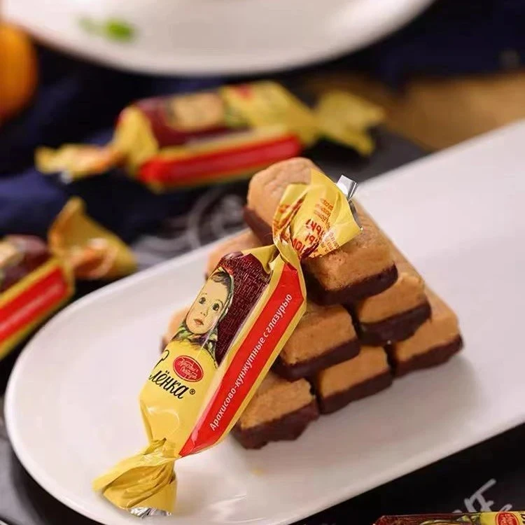 俄罗斯原装进口大头娃娃爱莲巧牌芝麻花生酥糖500g*2袋2斤