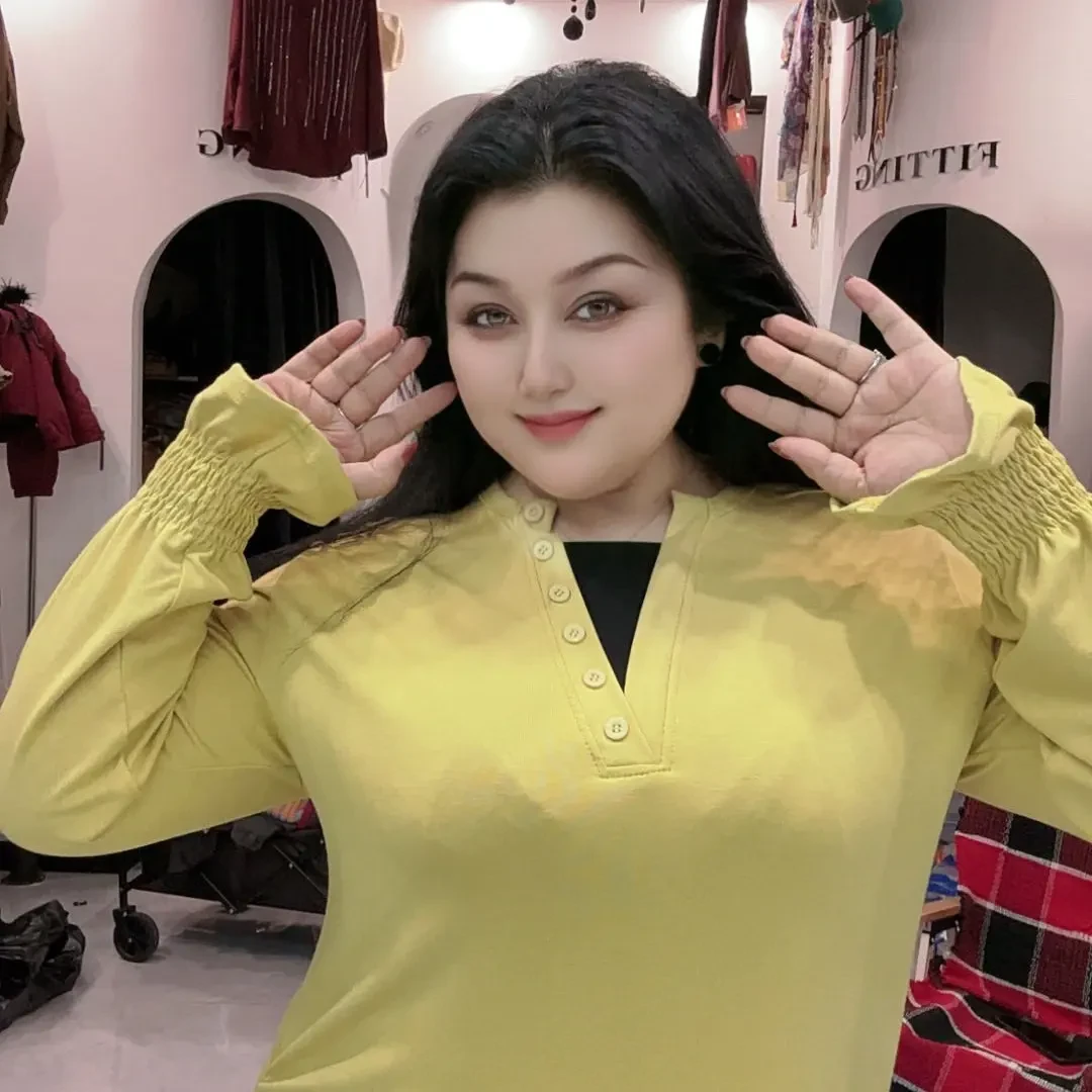 女士春秋长袖纯色慵懒风百搭显瘦上衣