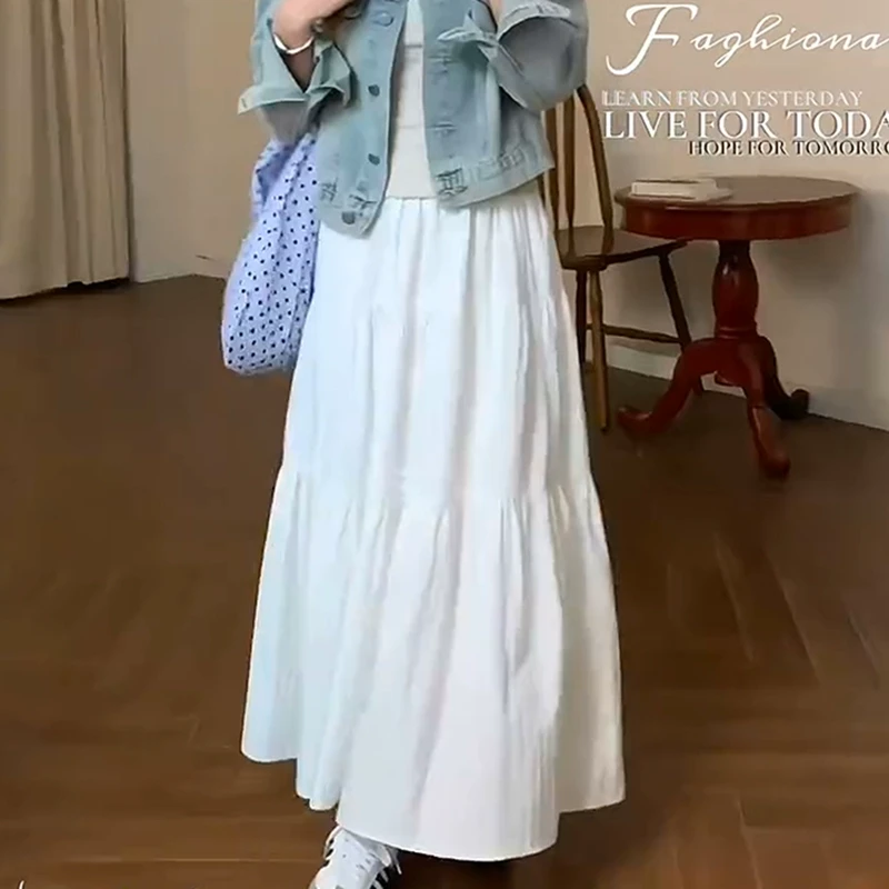 【99150】高腰显瘦半身裙2025初春大码胖mm甜美蛋糕裙中长款裙子