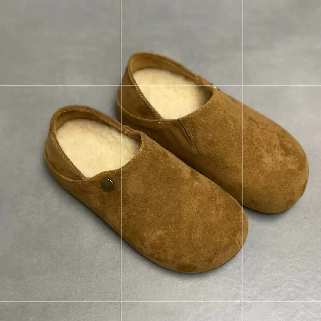 两穿加绒勃肯小土豆圆头一脚蹬百搭勃肯鞋