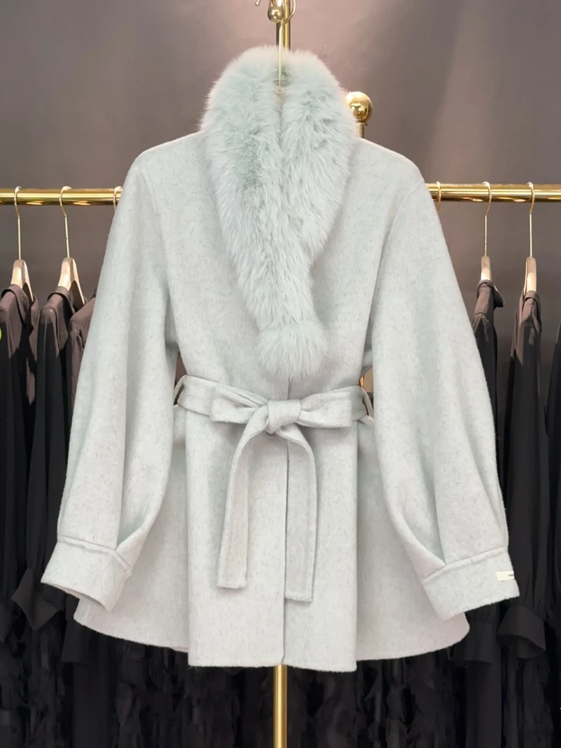 【A9192】毛呢大衣外套女2025秋冬新款双面毛呢保暖气质时尚外套