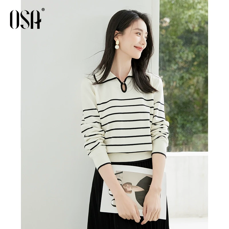 OSA/欧莎 知性通勤显瘦针织衫打底衫毛衣女上衣时尚S125A16012