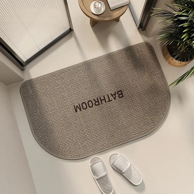 半圆亚麻编织浴室地垫防滑吸水垫洗手间耐脏垫卫生间进门速干门垫