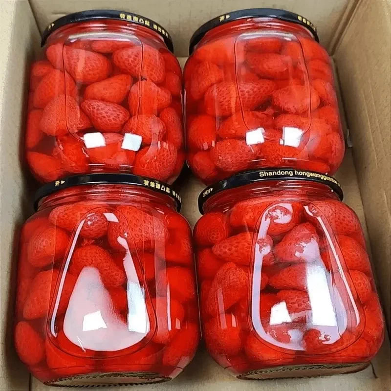 【半价抢整箱】新鲜草莓水果罐头玻璃罐装开盖即食营养美味清甜年货
