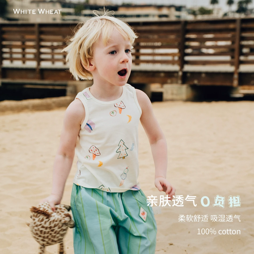 whitewheat儿童2025夏季新款男女童纯棉背心WWBXB022