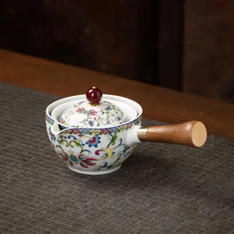 茶水分离陶瓷杯青花懒人自动逍遥壶旅行珐琅彩便携茶壶茶具H48