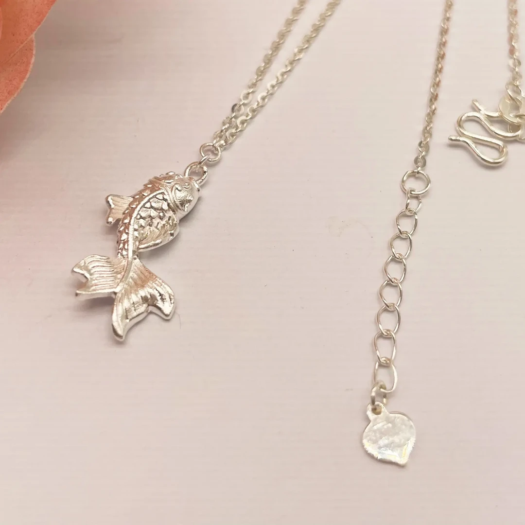 坠链均足银 〖锐鸣银阁〗金鱼项链时尚百搭简约气质