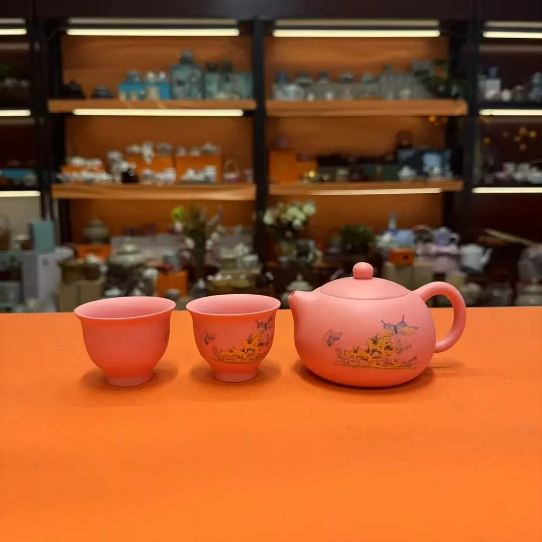 粉色紫砂西施壶一壶两杯小套装功夫茶具Z2230