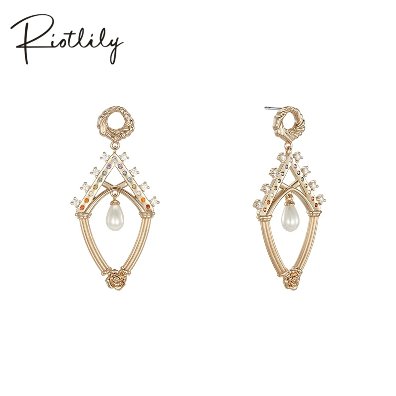Riot/艾特里里蔷薇圣殿系列耳环立体设计锆石贵气感耳坠