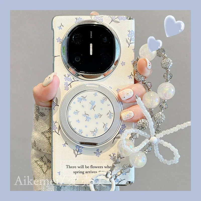 适用华为mateX6折叠屏手机壳MateX5典藏版紫色碎花matex3磁吸支架