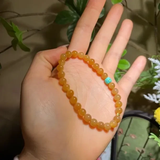 【橦芯珠宝】和田玉且末糖手串设计款6mm