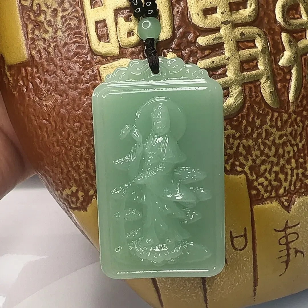 时尚百搭款浅绿色锦鲤观音男女同款百搭款高级感大气送老婆礼物