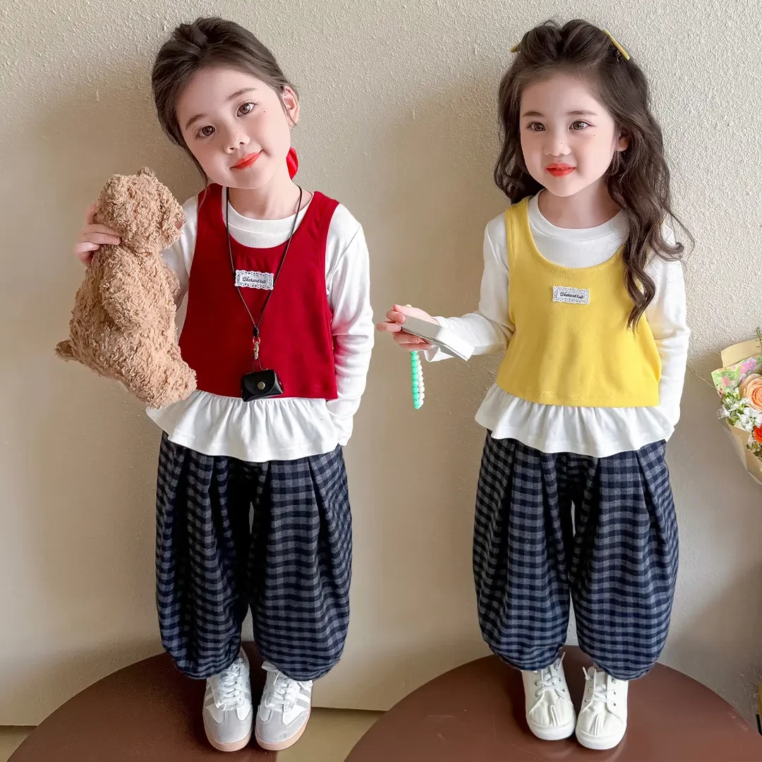 女童套装洋气时髦儿童马裤子三件套小女孩宝宝春秋装2025新款潮