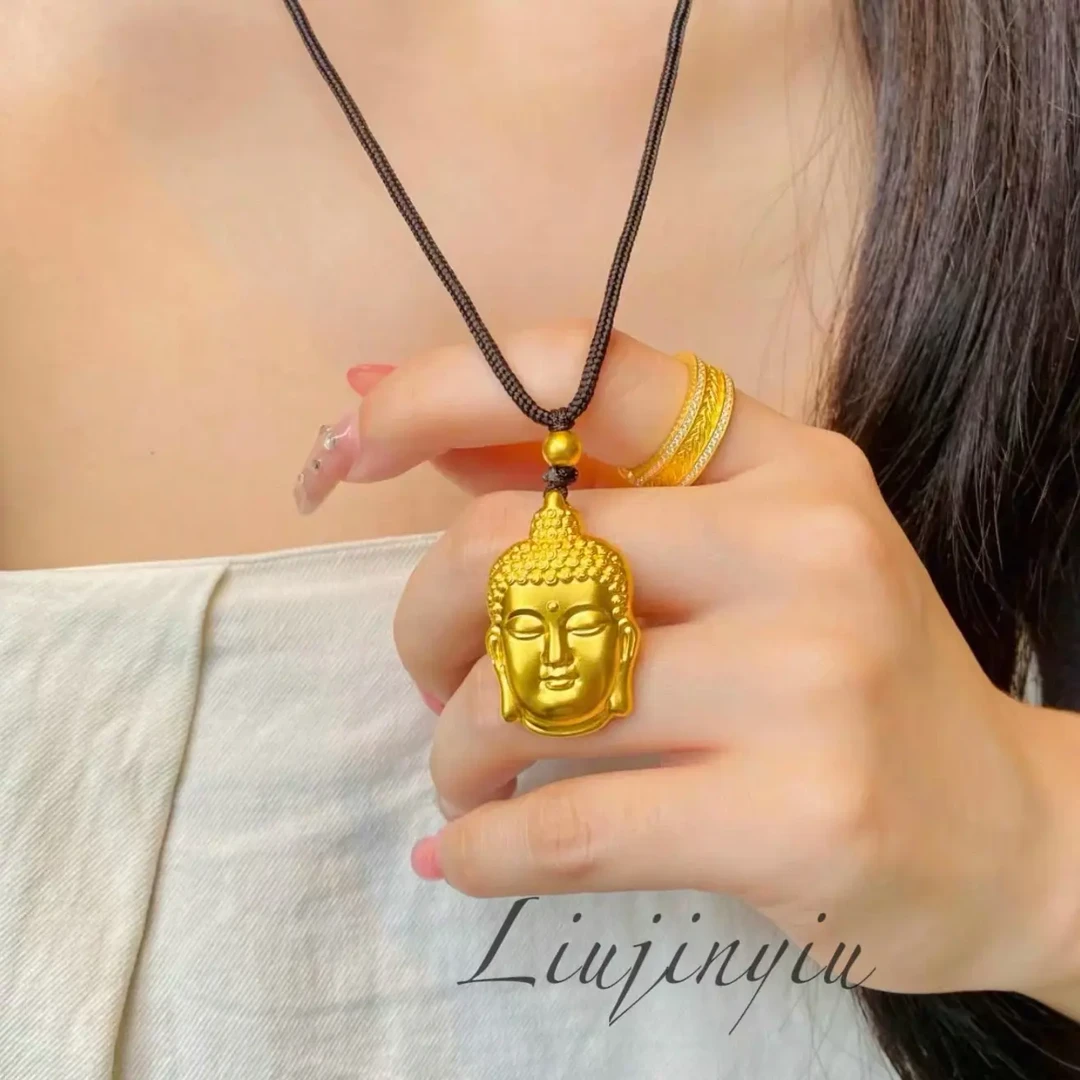 吊坠足银 足银镀金「古法佛头吊坠」国风古法实心双面手工复古项坠