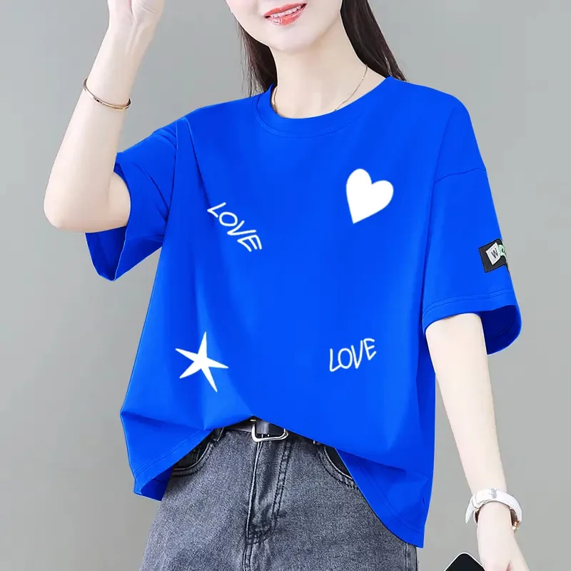 100%纯棉短袖t恤女2025夏季新款爆款洋气韩版宽松显瘦小个子上衣