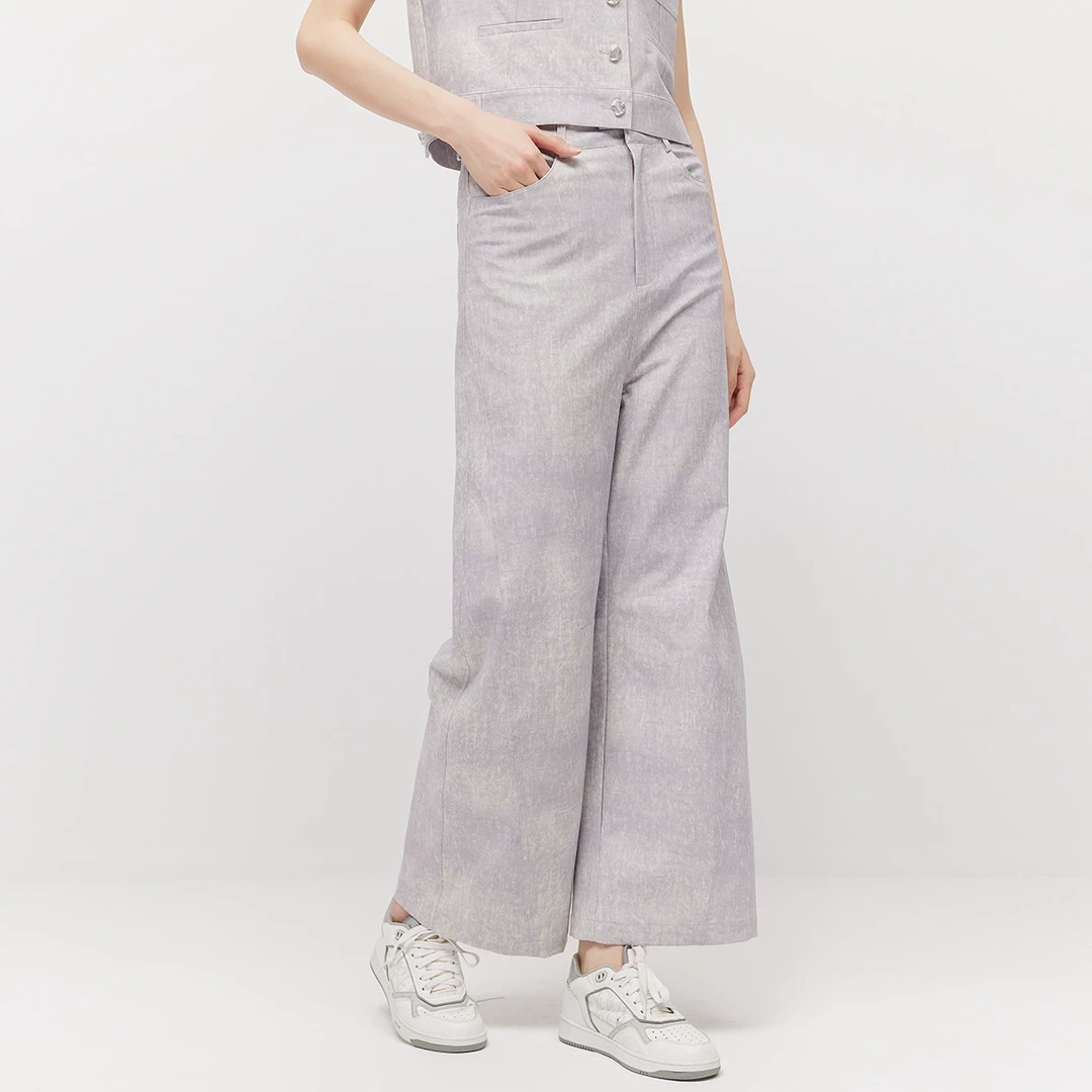 XOOR高腰垂感阔腿裤女2025夏季新款插兜设计简约透气直筒西裤