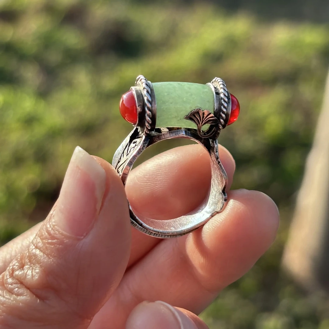 925银戒指 925银复古做旧新中式指环小众设计高级感气质