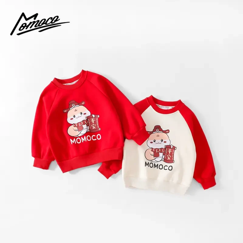 MOMOCO冬季男童卡通蛇年加绒卫衣新款75430232102&03