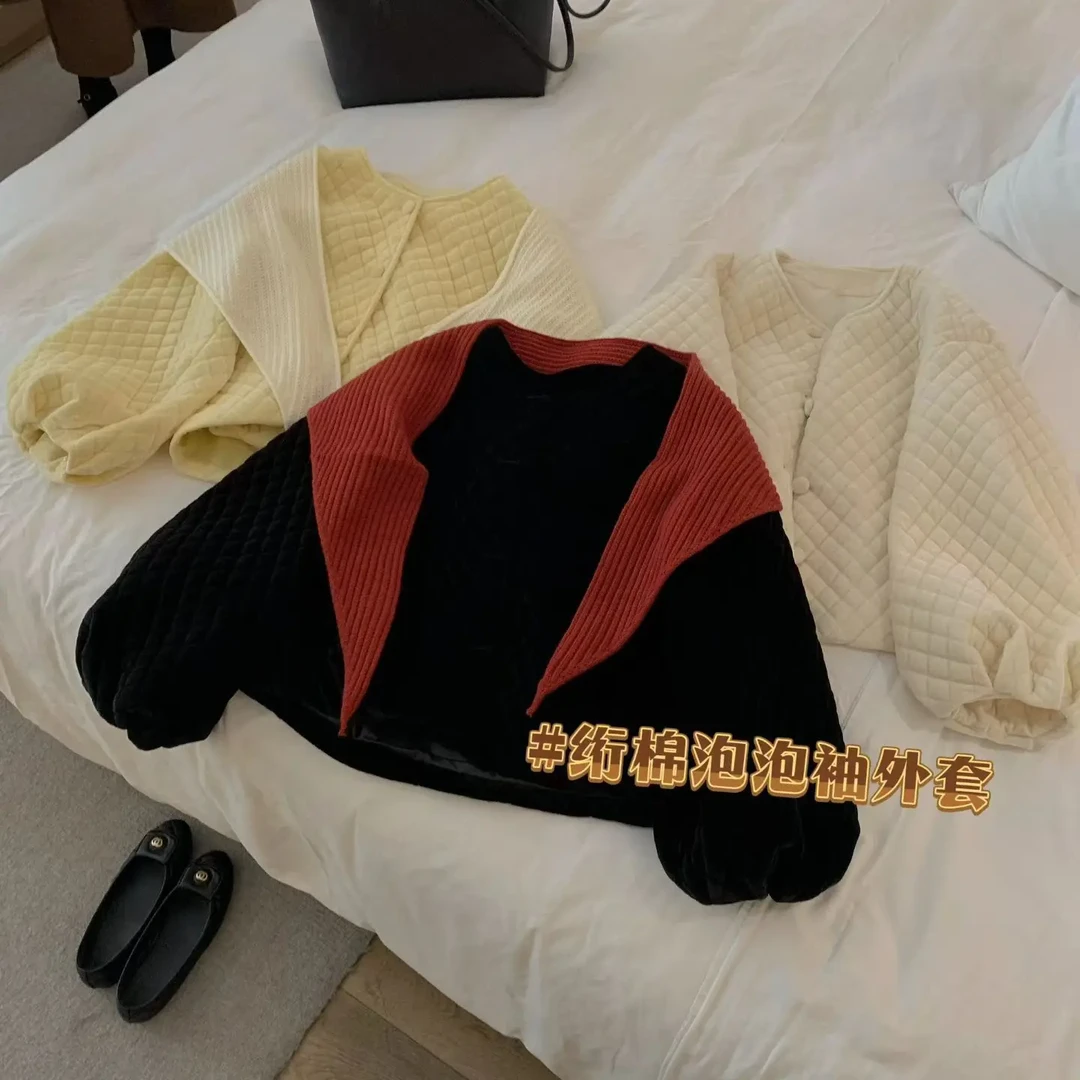 悦己•新款丝绒花苞棉外套（披肩不含）