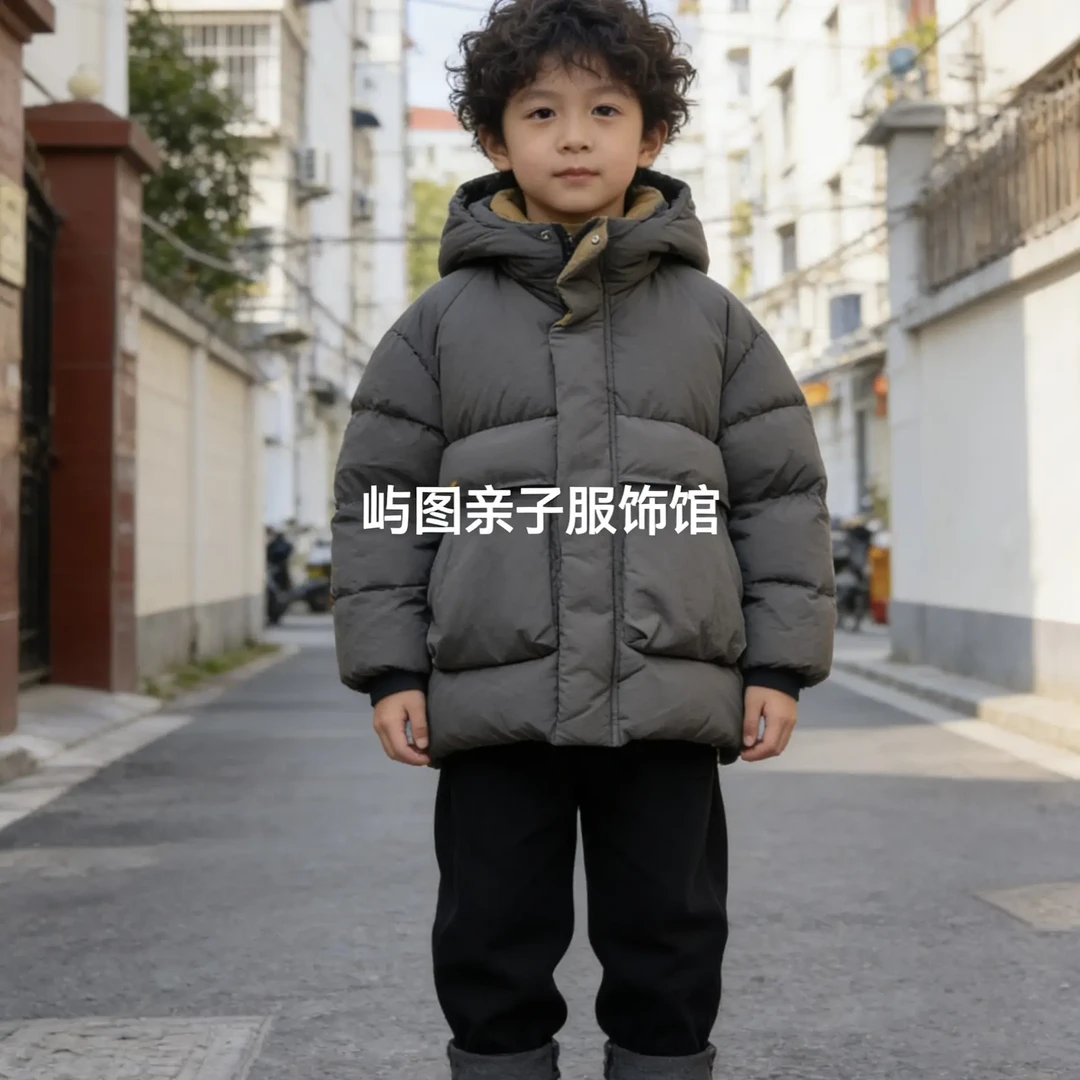 男童女童中长款加厚保暖白鸭绒亲子款冬装