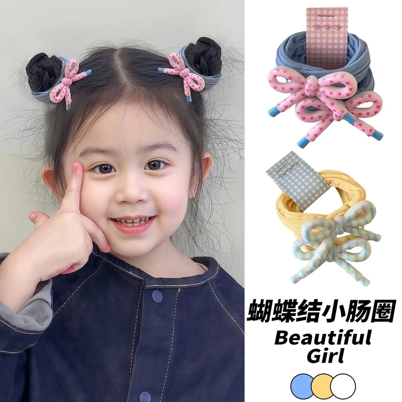儿童高弹力加粗皮筋小女孩蝴蝶结韩版公主发圈女童高马尾头绳发