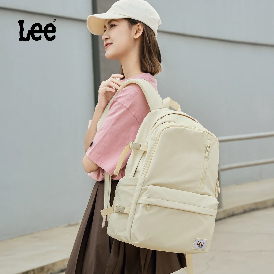 Lee双肩包女大学生初中书包通勤休闲大容量防泼水电脑旅行包轻便