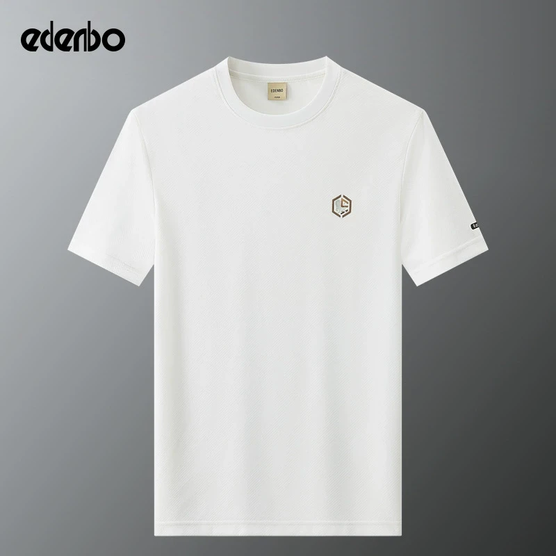 【商场同款】爱登堡男士t恤短袖夏季透气百搭休闲半袖圆领白色T恤衫