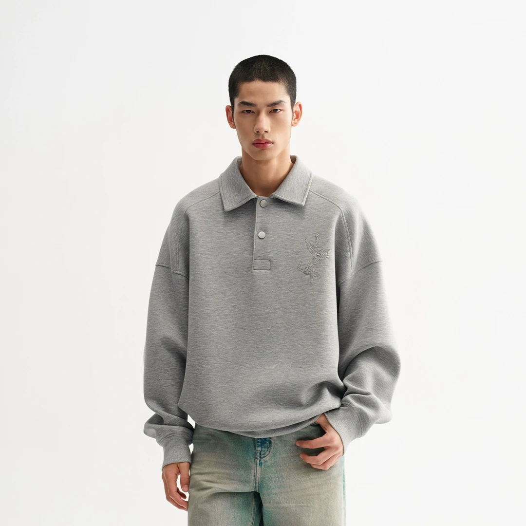 CHINISM赤尘 闪光空气层POLO领卫衣男2025春重磅上衣