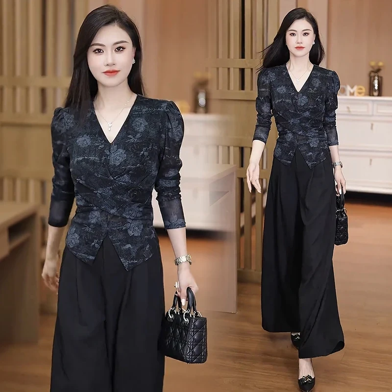 气质V领上衣女2025秋季修身显瘦微透薄款打底衫长袖百搭洋气小衫