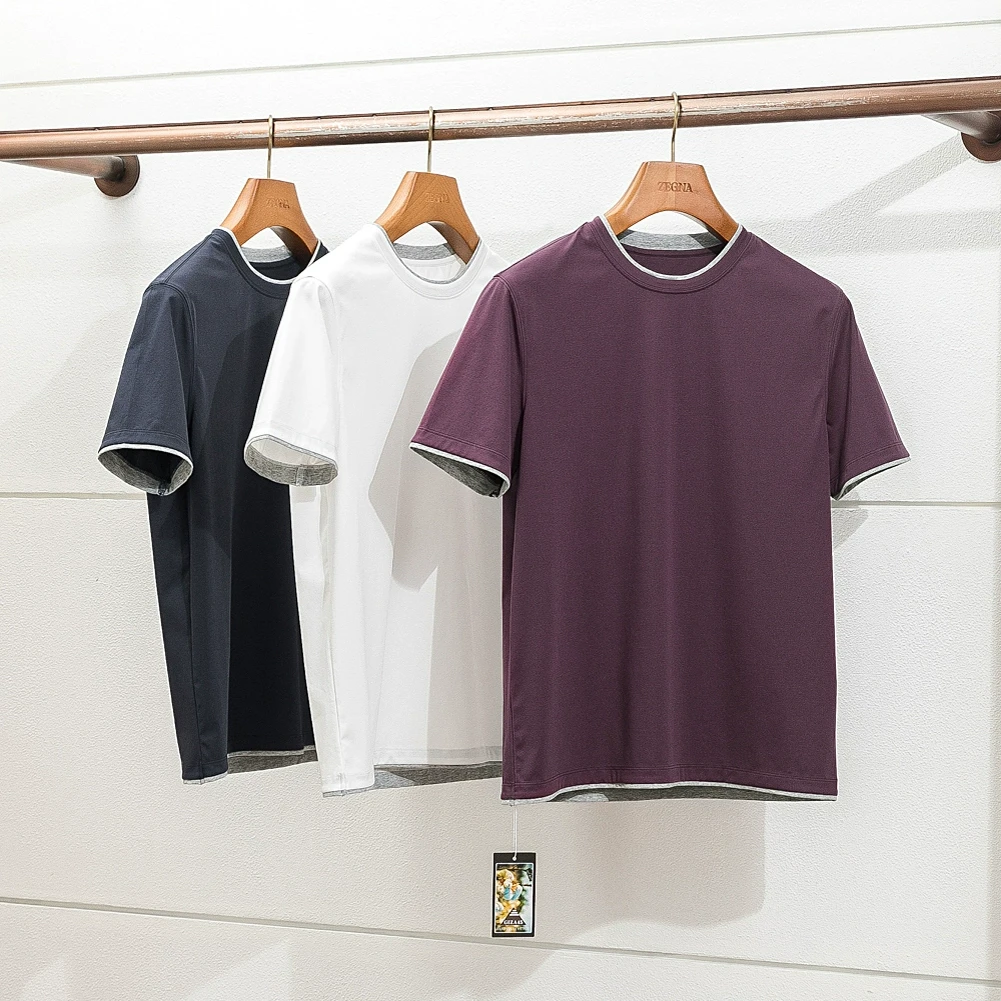 新色苾入 意奢BC Giza45埃及长绒棉 夏季男士老钱风短袖T恤半袖男