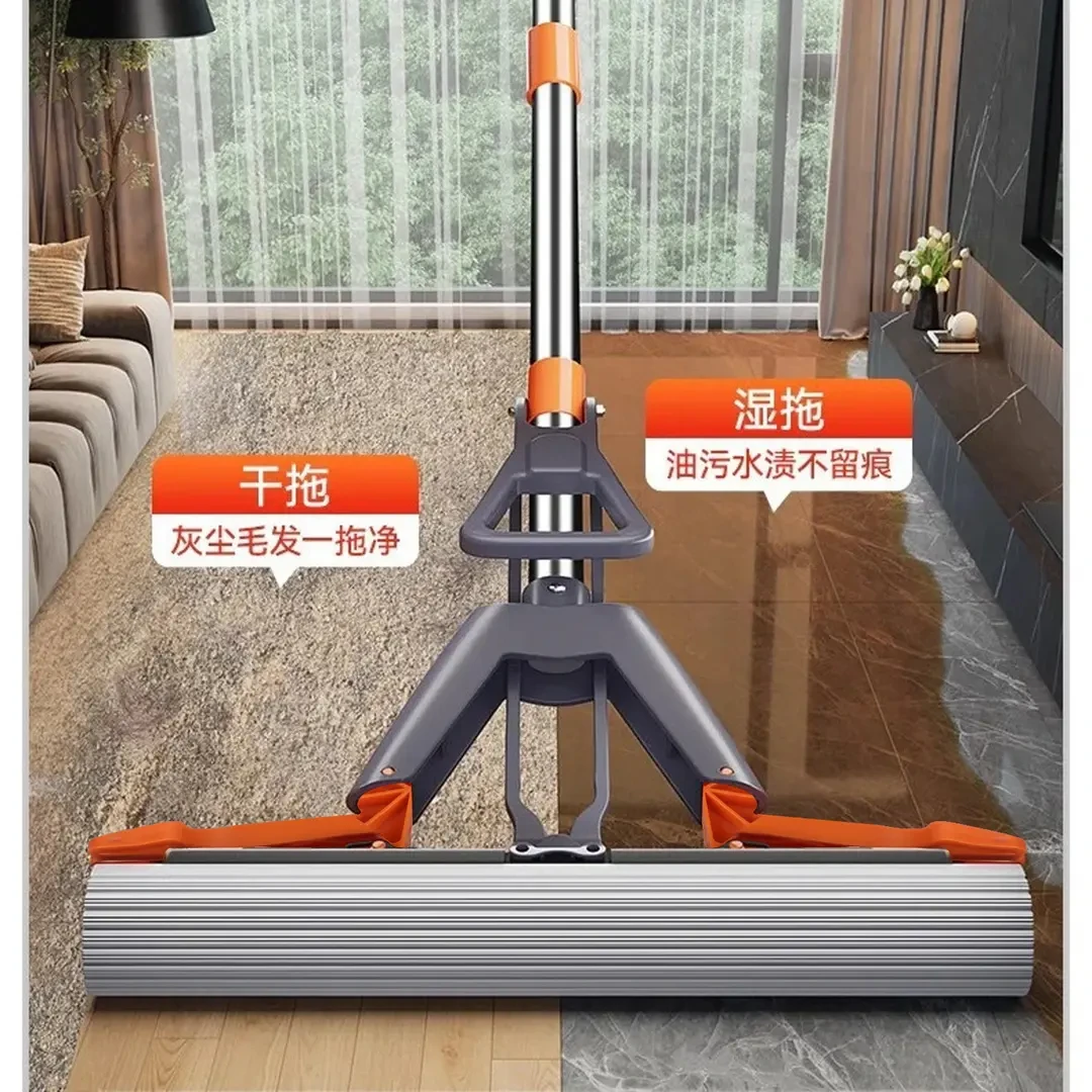 福利海绵拖把免手洗胶棉拖把加厚对折挤水拖把家用一拖净2025新款