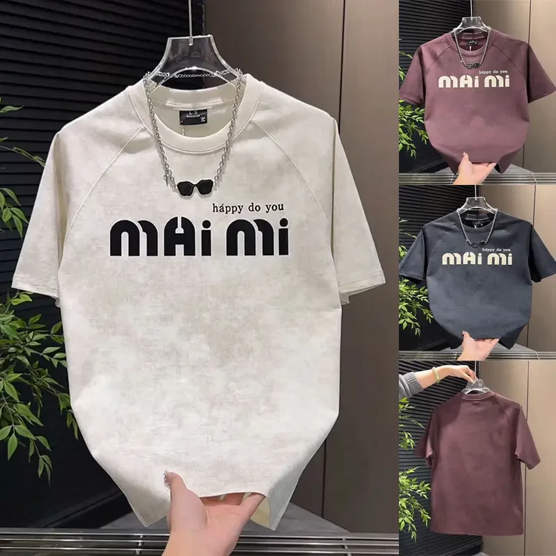 2025夏季新款中性款时尚潮流小领口字母T恤短袖男休闲宽松半袖韩