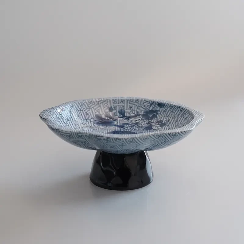 当代 欣欣茶具仿古青花高足果盘