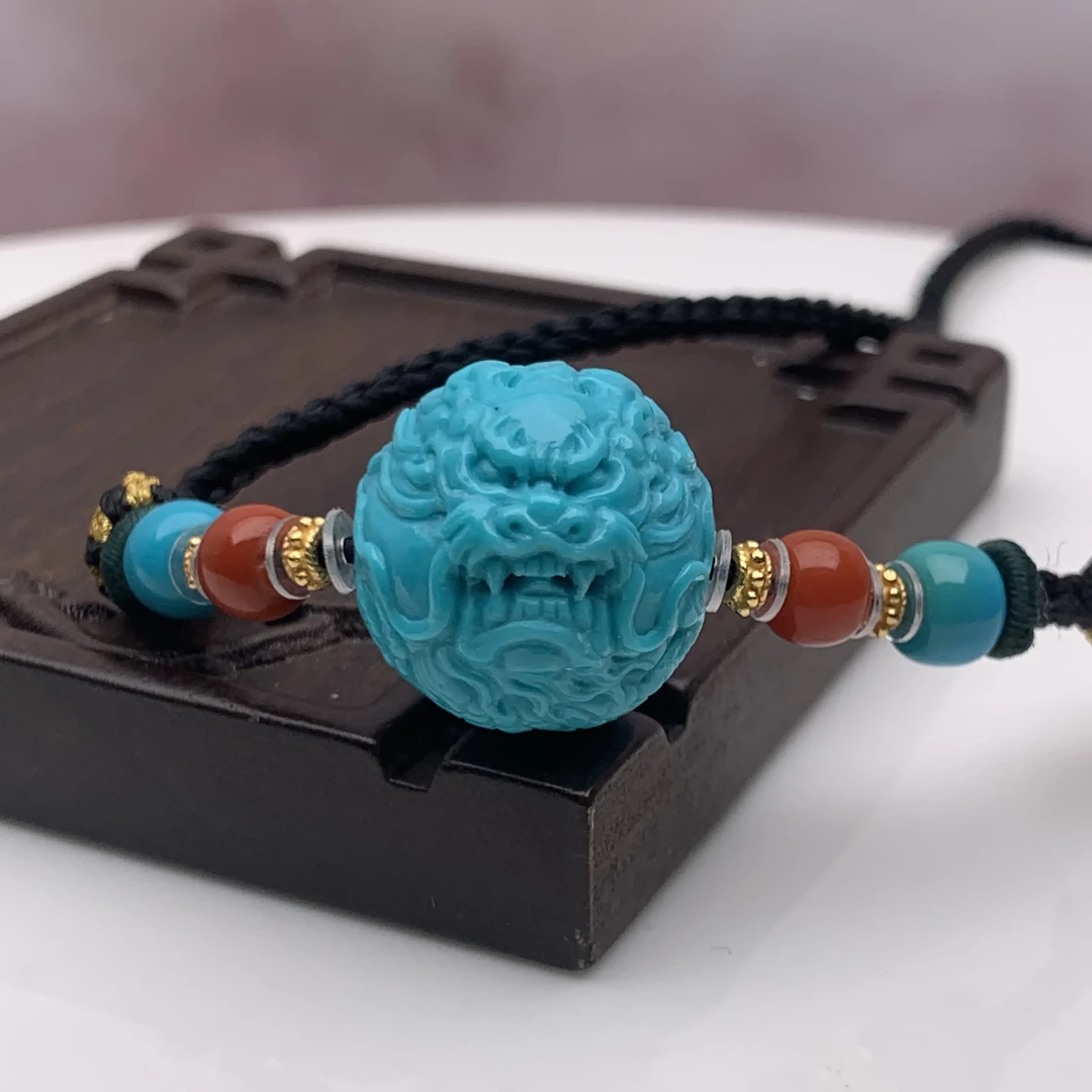 湖北原矿绿松石玉化蓝时尚龙珠锁骨链,尺寸18➕mm,直播间同价