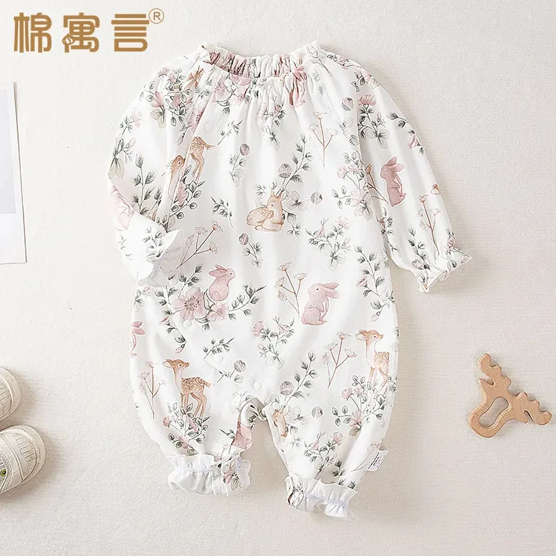 婴儿春秋季连体衣儿童可爱护肚无骨哈衣超萌长袖宝宝家居服爬爬服