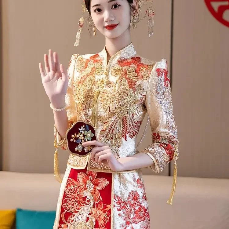 香槟色秀禾服婚服2025新款新娘中式嫁衣敬酒服复古礼服重工出阁服