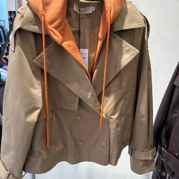 短款连帽常规款百搭女适中短外套时尚女装抽绳休闲