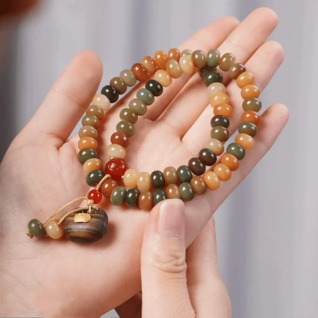 【敦煌双圈】菩提算盘珠双圈手串男女士福袋平安锁吊坠文玩礼物佛珠