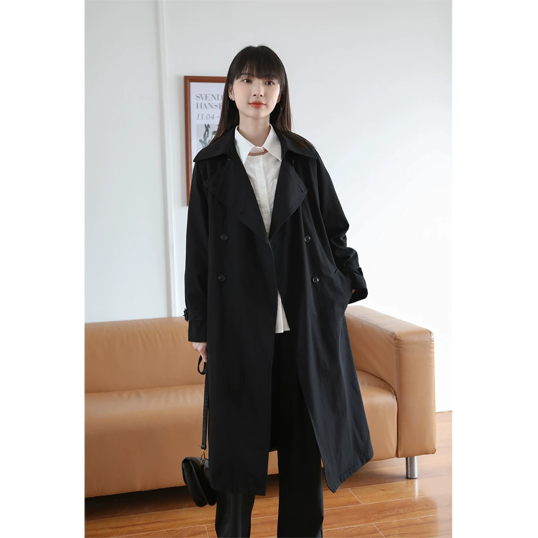 【品牌撤柜款ZB】黑色时尚长款风衣女2024秋季新款气质外套LXN13210