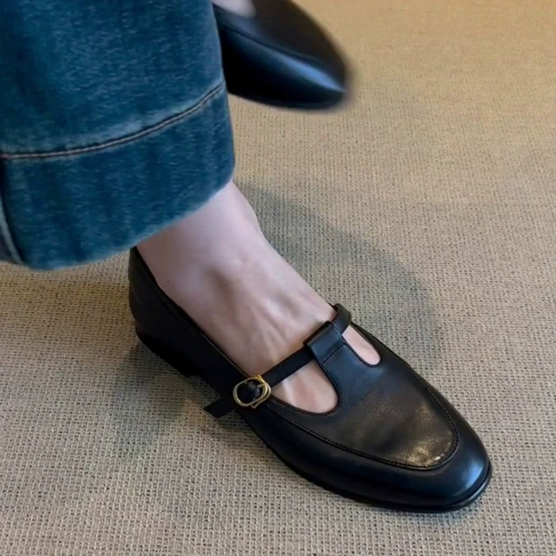 DR旗舰新品~牛皮~真皮英伦风小皮鞋女复古乐福鞋圆头绝美小单鞋平