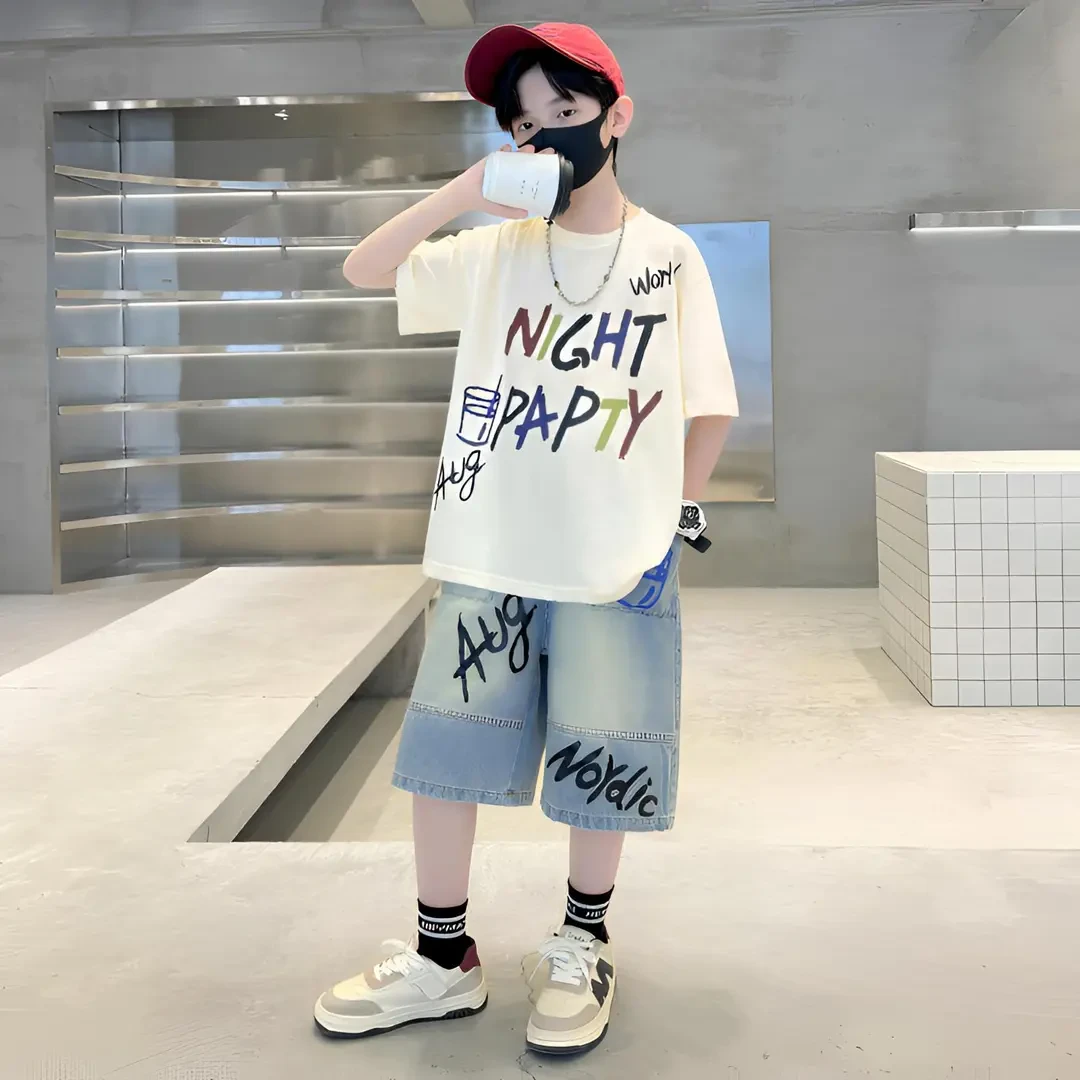 儿童装男童夏装短袖套装2025新款6-12岁中大童男孩夏季薄款帅气潮