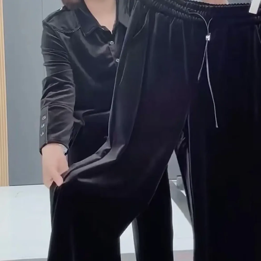 旭6765时尚减龄松紧腰抽绳显瘦加厚休闲裤秋冬百搭