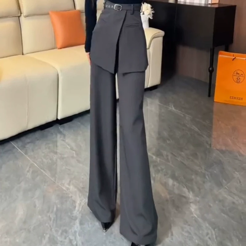 假两件屁帘西装裤裙女2025春季新款显瘦宽松阔腿裤百搭休闲拖地裤