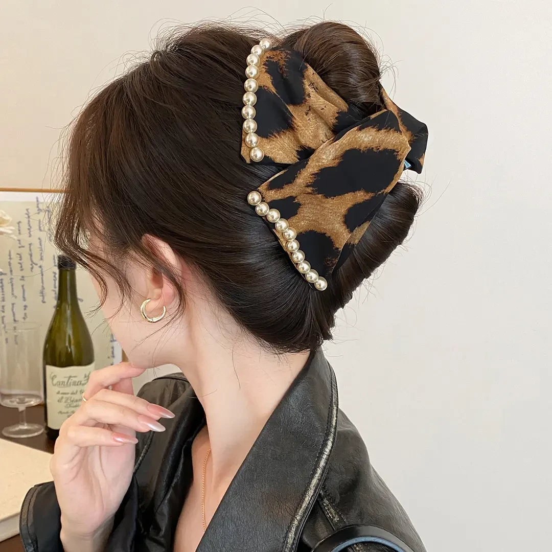 百搭豹纹抓夹日韩鲨鱼夹发夹发卡简约超仙发量稀少专用发饰抓夹女