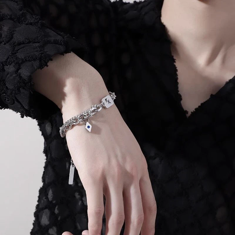 钛钢手链  男女不掉色古巴链十二星座手链个性时尚潮流情侣饰品