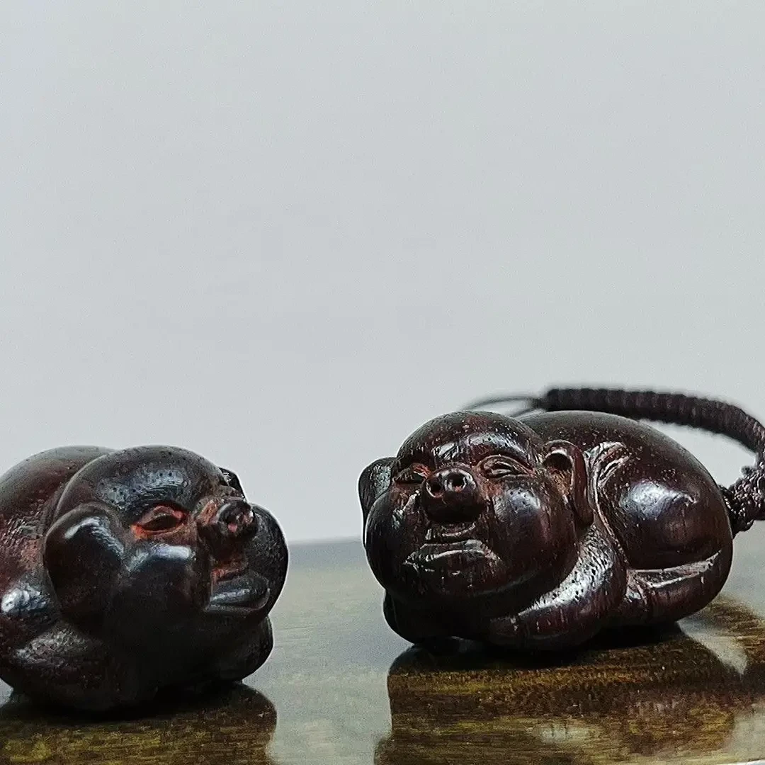 雕小福猪手把玩件手机包包钥匙挂件文玩挂饰