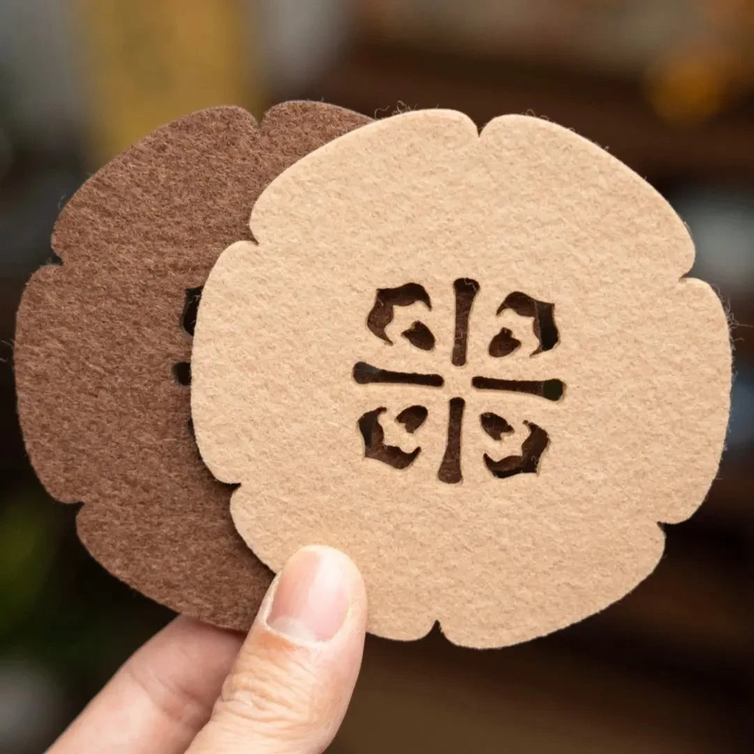 【8片装】创意吸水杯垫功夫茶杯托禅意隔热垫防滑镂空壶承垫子茶